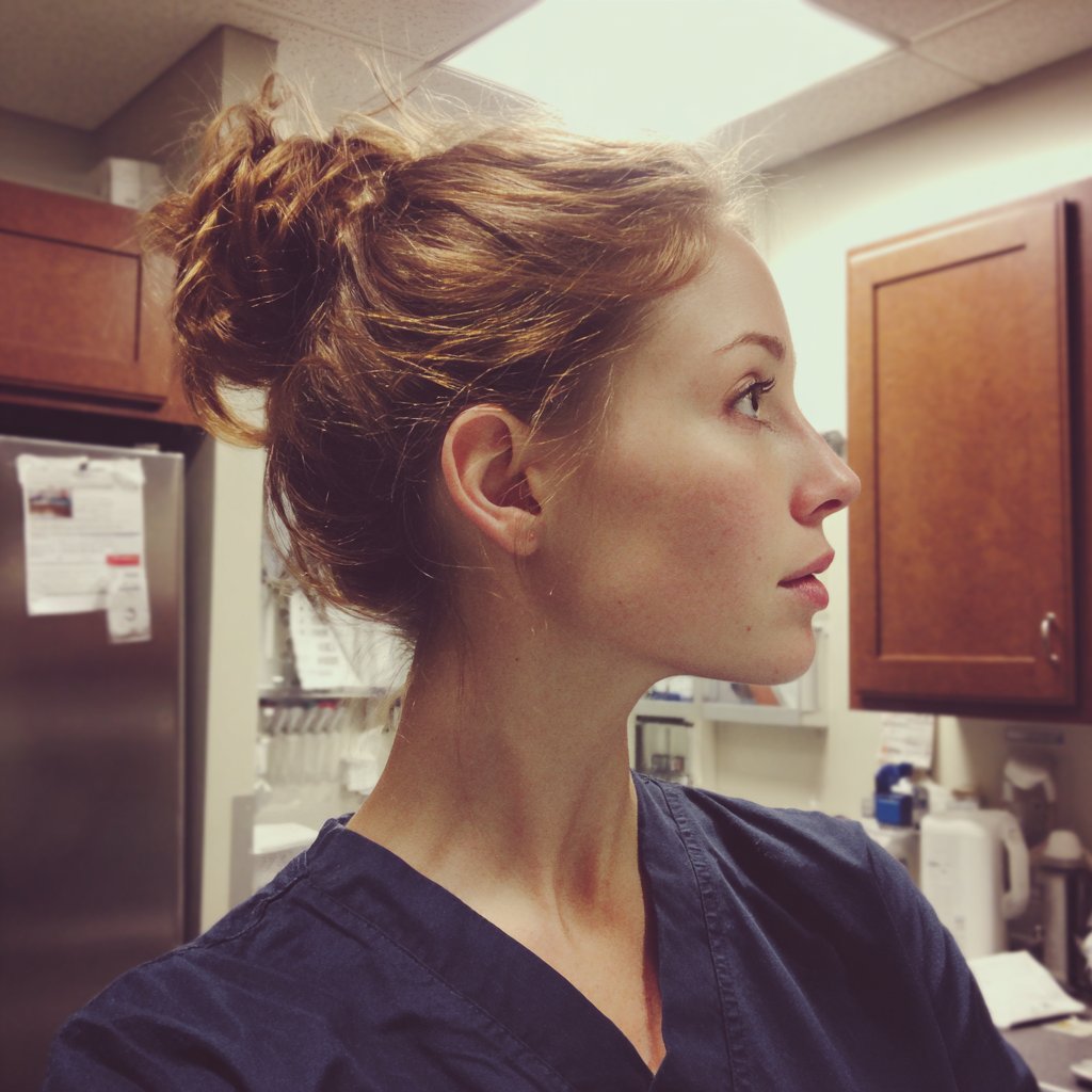 A nurse standing in a break room | Source: Midjourney