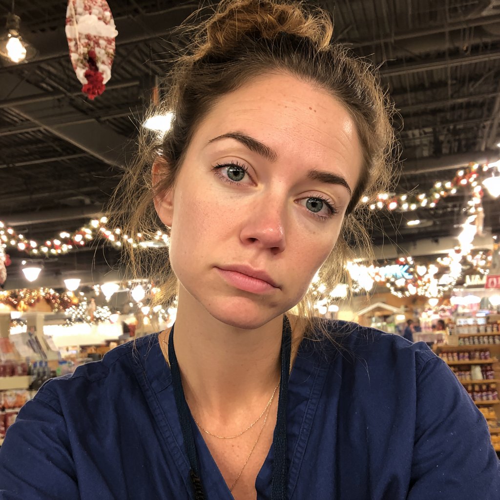 A tired nurse wearing scrubs | Source: Midjourney