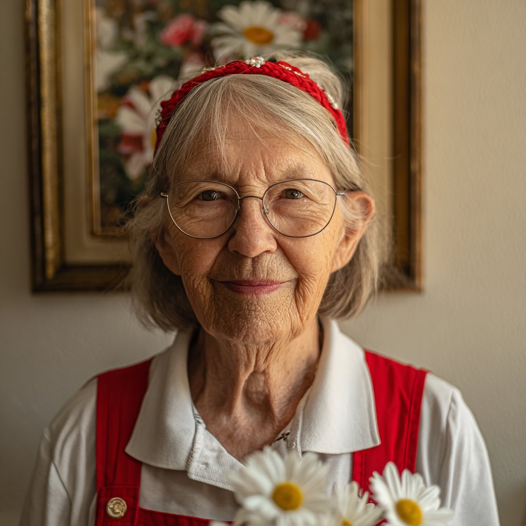 A close-up of a smiling older woman | Source: Midjourney