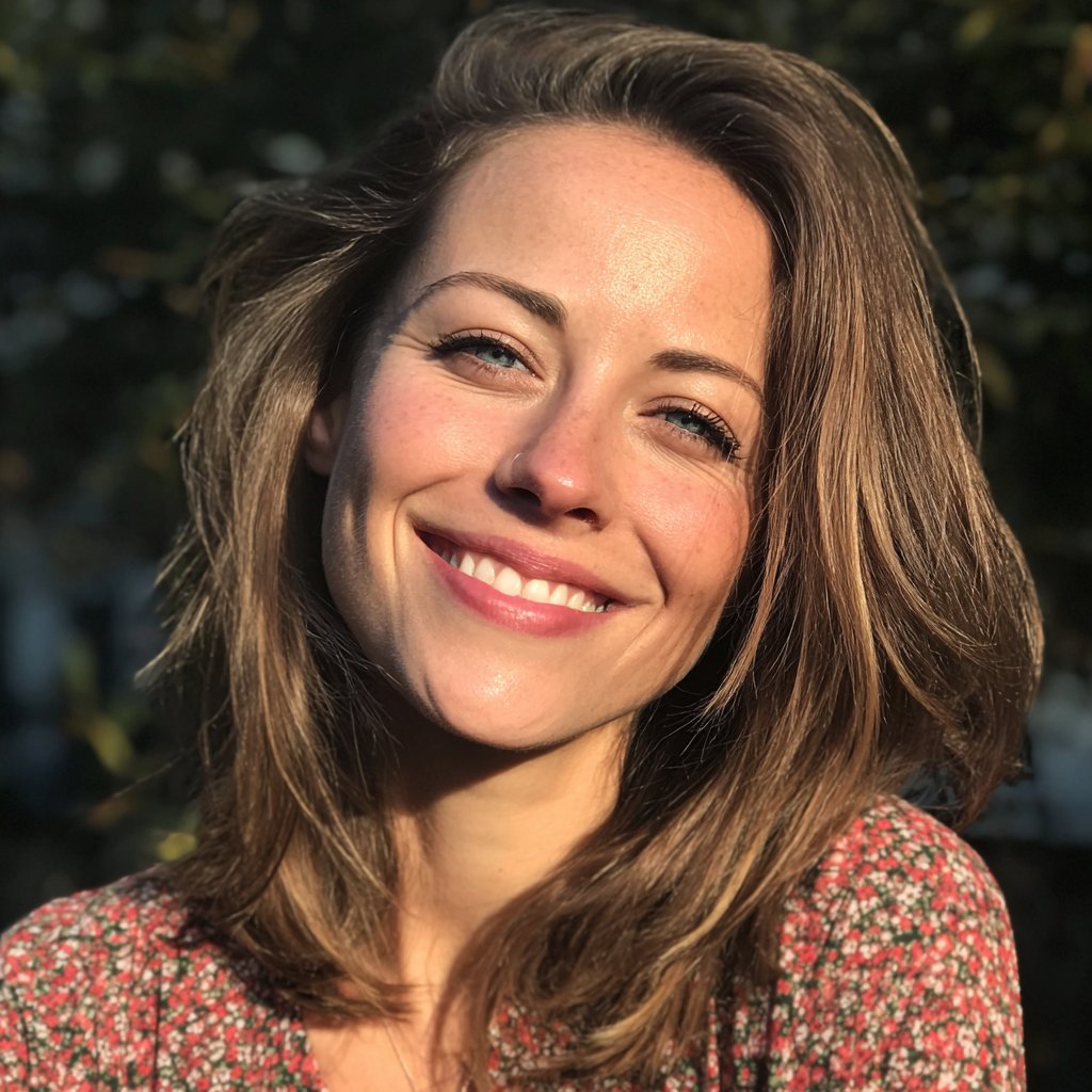 A smiling woman standing outside | Source: Midjourney