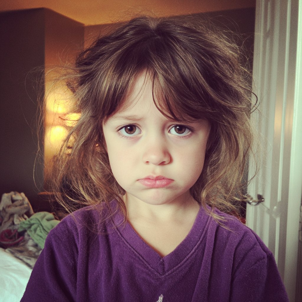 A grumpy little girl | Source: Midjourney