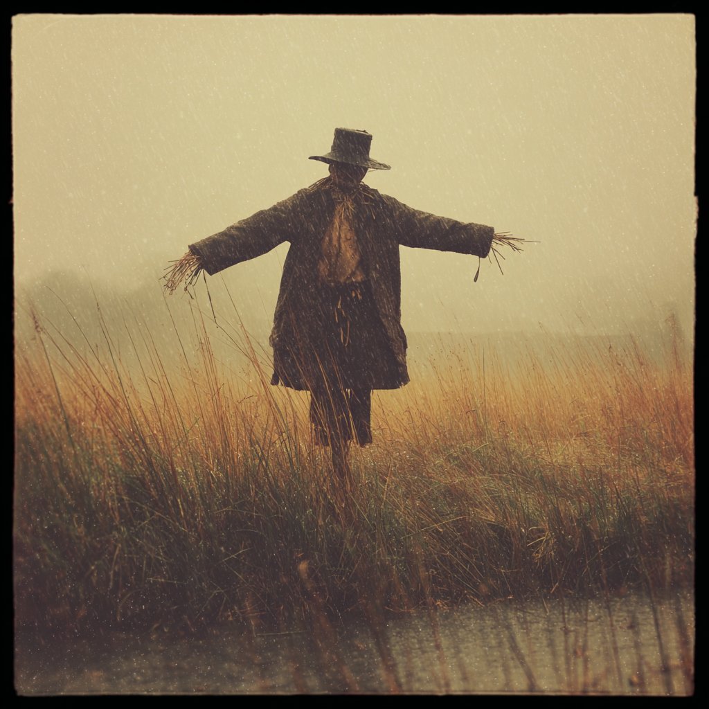 A scarecrow in the rain | Source: Midjourney