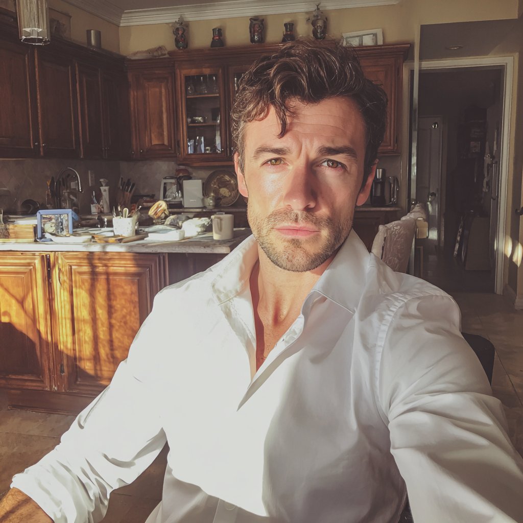 A man sitting at a table in a white dress shirt | Source: Midjourney