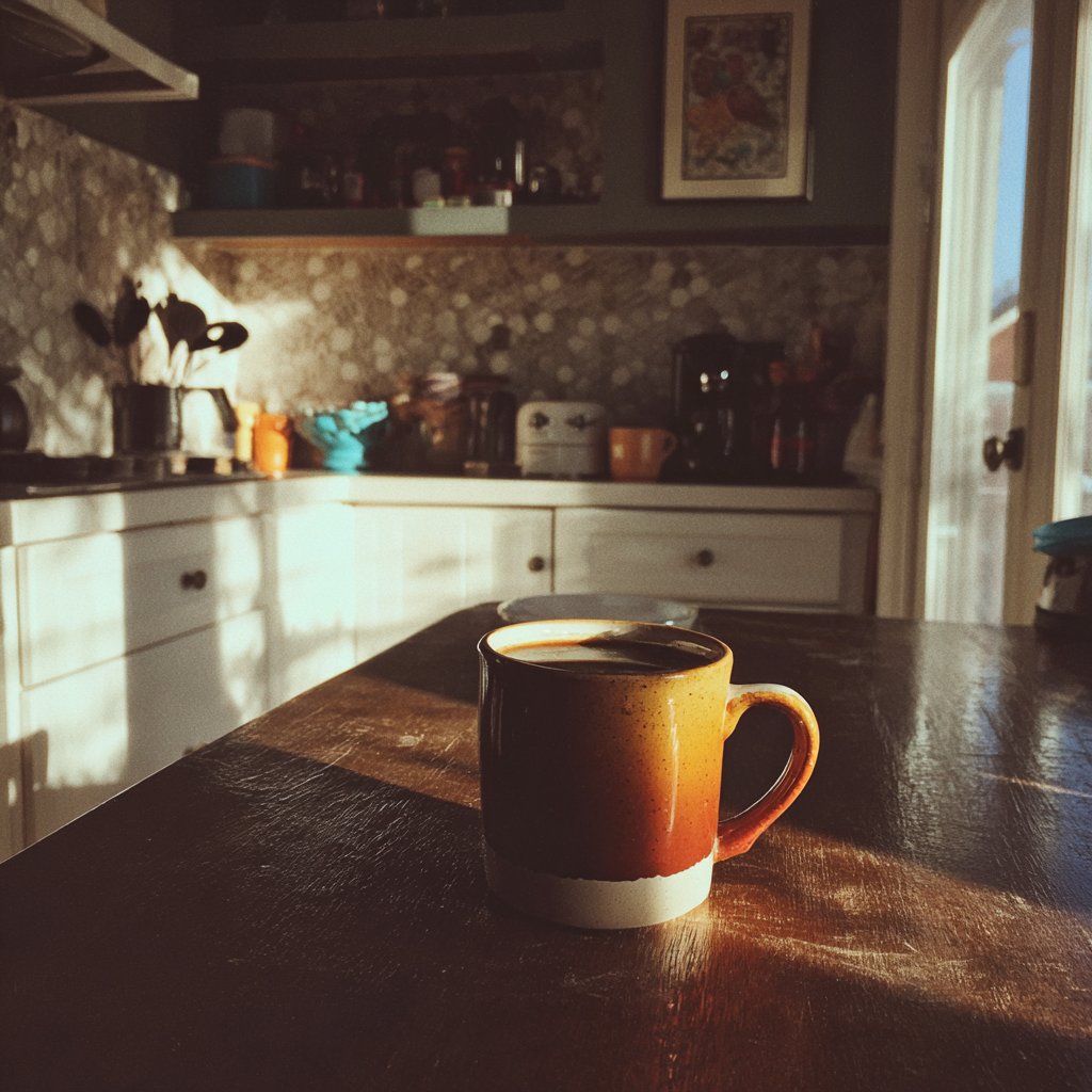 A cup of coffee on a kitchen table | Source: Midjourney