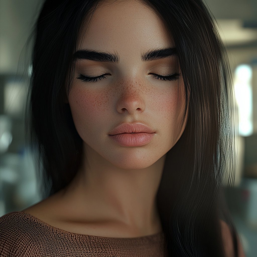 A sad woman closing her eyes | Source: Midjourney