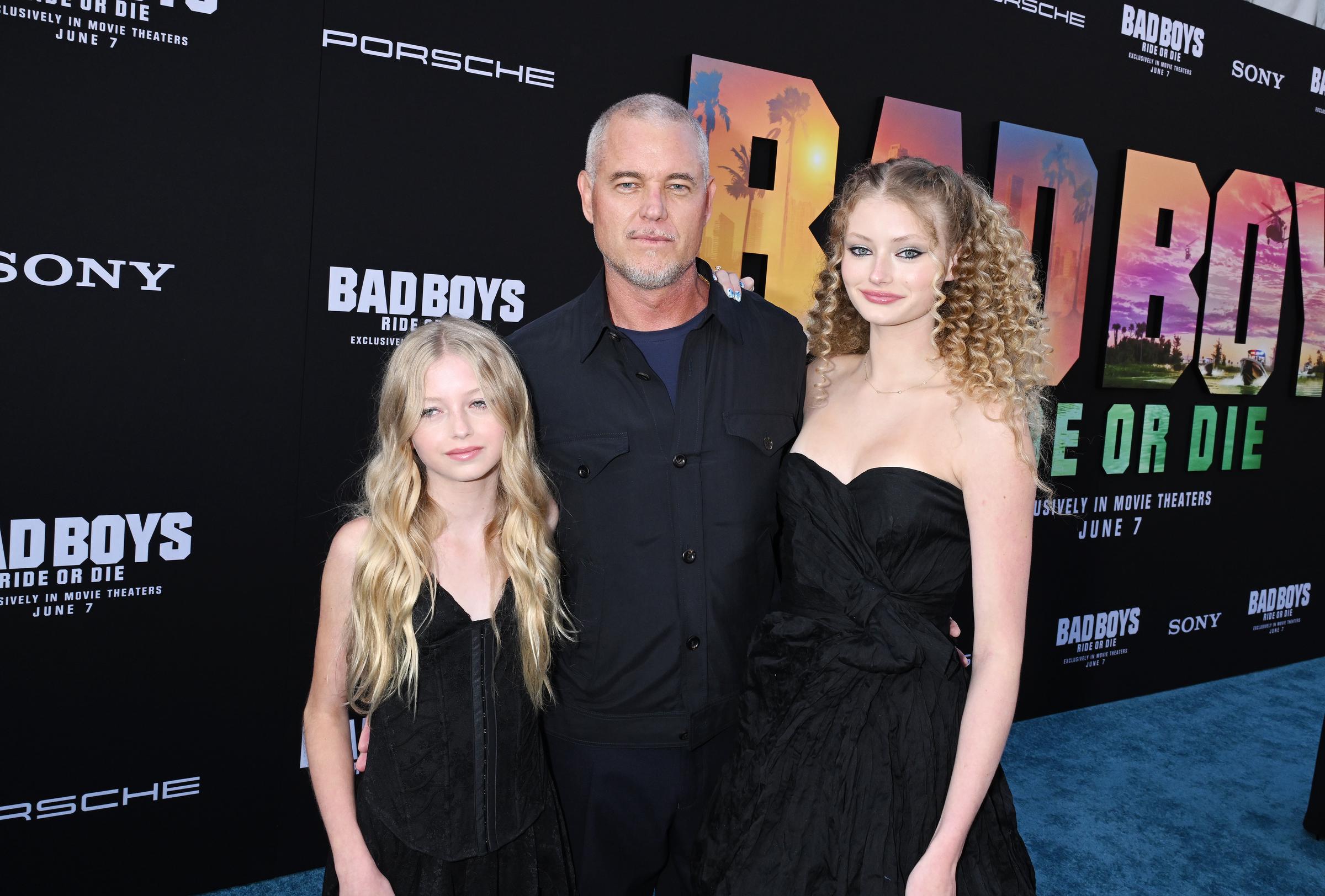 Eric Dane with his teenage daughters, Georgia and Billie Dane, at the premiere of 