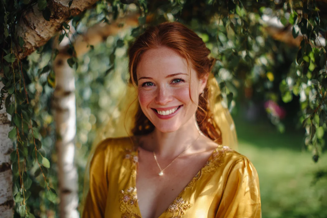 A bride in a yellow dress | Source: Midjourney