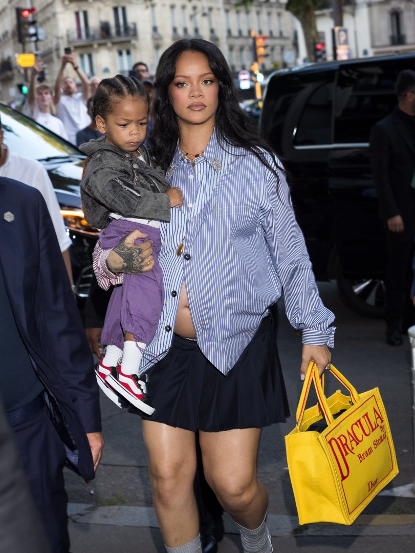 Rihanna and Riot Rose Mayers attend the AWGE Menswear Spring/Summer 2026 show as part of Paris Fashion Week in France on June 27, 2025. | Source: Getty Images