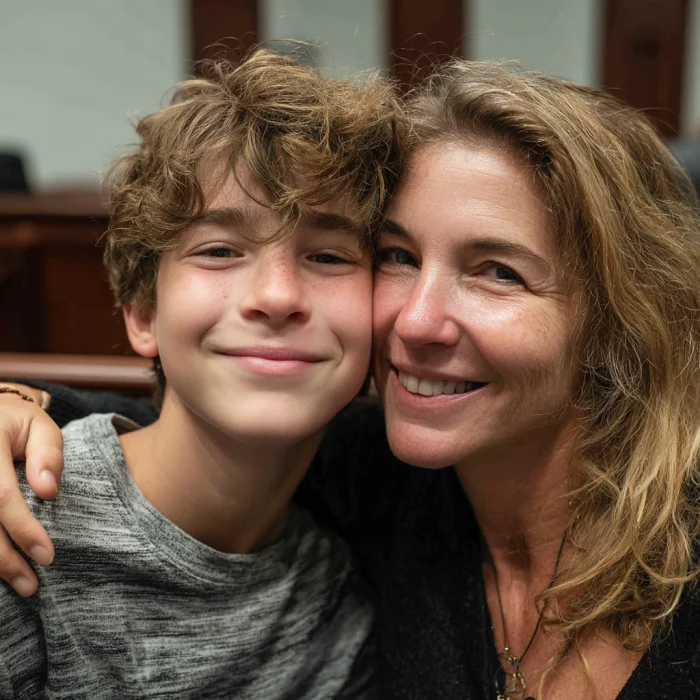 A woman hugging her teenage son | Source: Midjourney