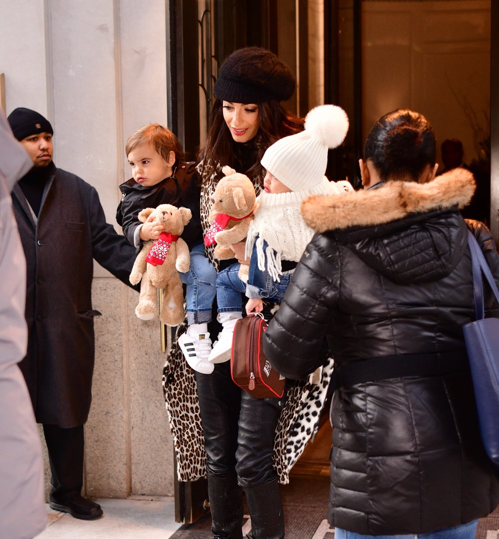Amal Clooney seen with her children Alexander and Ella in New York City  on December 6, 2018 | Source: Getty Images