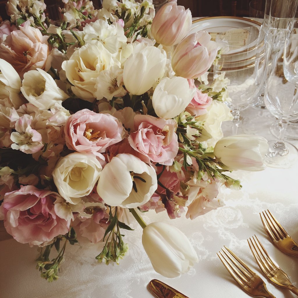 A bouquet of flowers on a table | Source: Midjourney