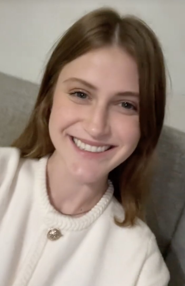 Virginia Elder shares a joyful selfie indoors, beaming in a soft white sweater. | Source: TikTok/virginiaeelder