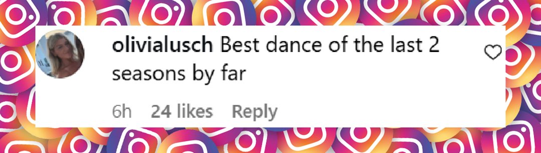 A netizen's comment on Alix Earle and Val Chmerkovskiy's performance on 