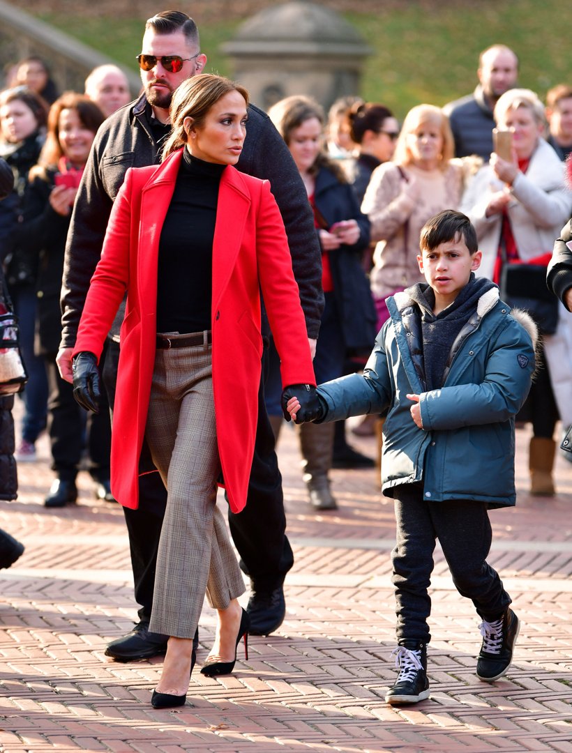 Jennifer Lopez and Maximilian Muniz seen on location for 