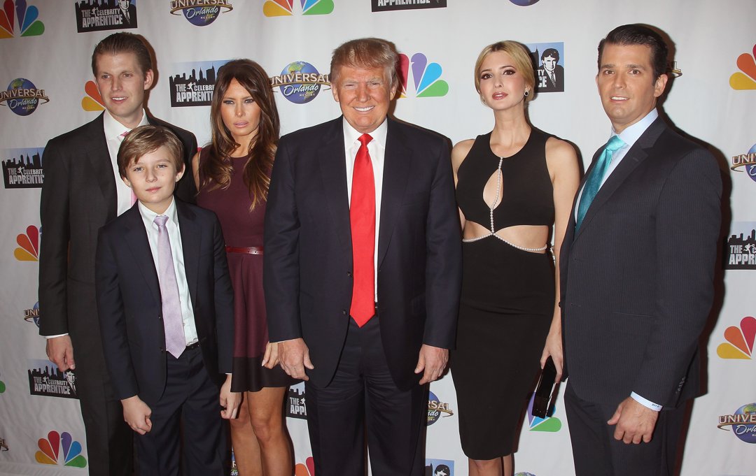 Eric, Barron, Melania, Donald, and Ivanka Trump with Donald Trump Jr. at 