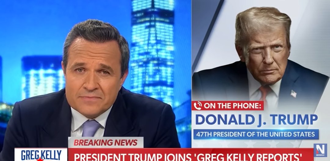 President Donald Trump is in a phone conversation with Greg Kelly on 