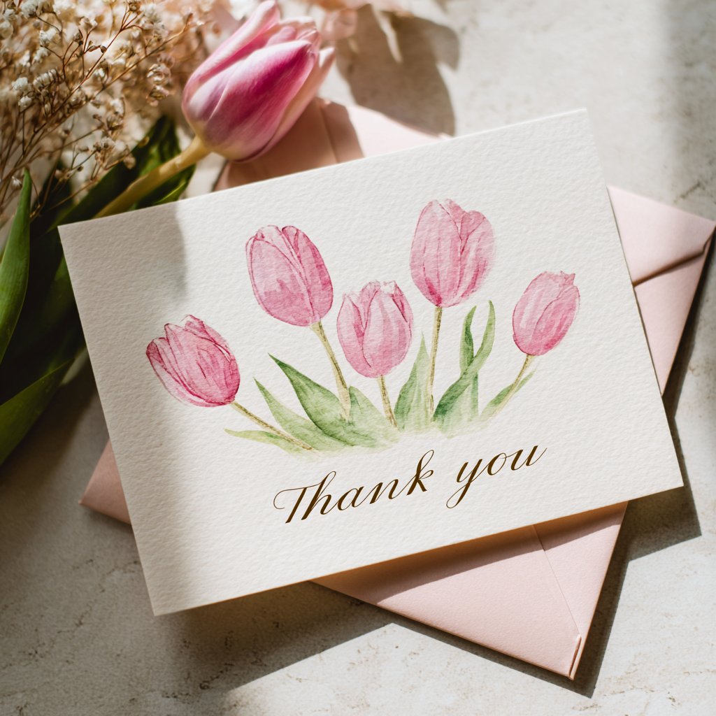 A thank-you card on a table | Source: Midjourney
