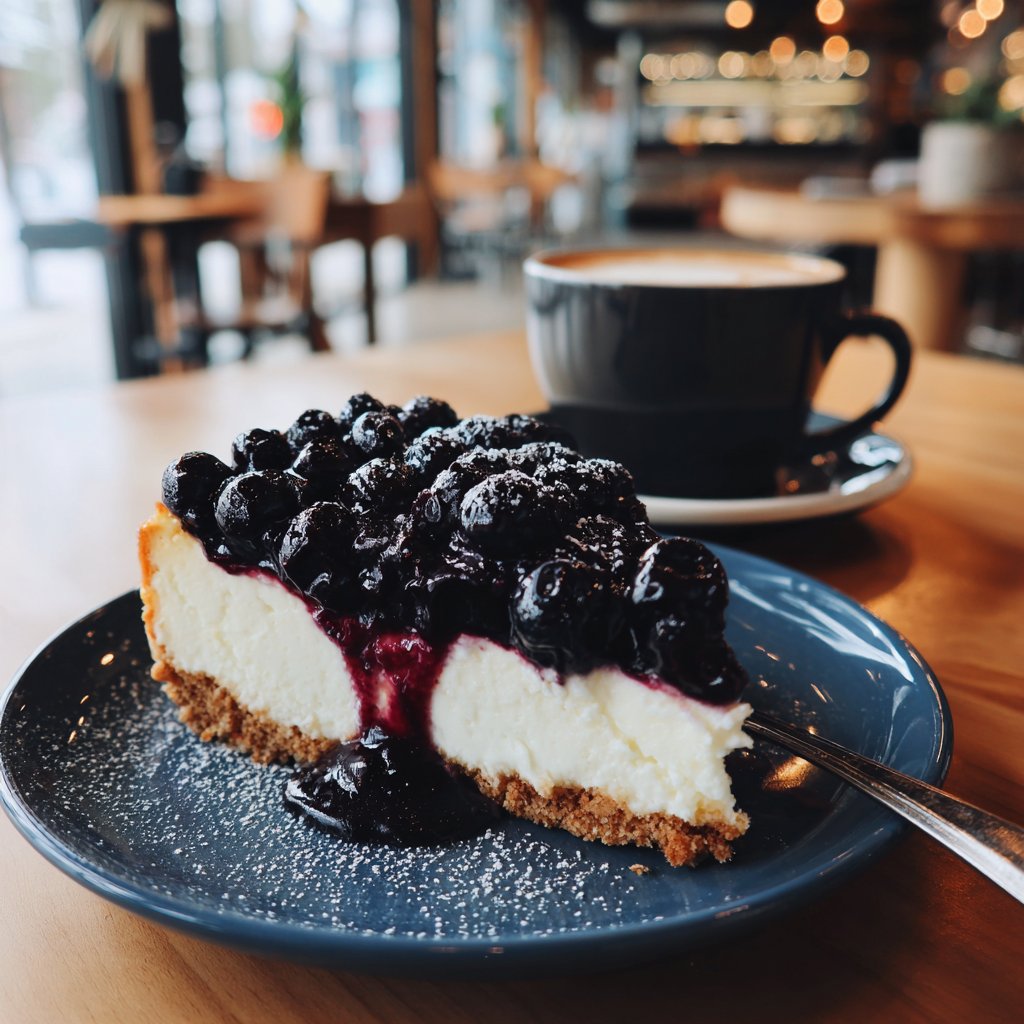A slice of cheesecake on a table | Source: Midjourney