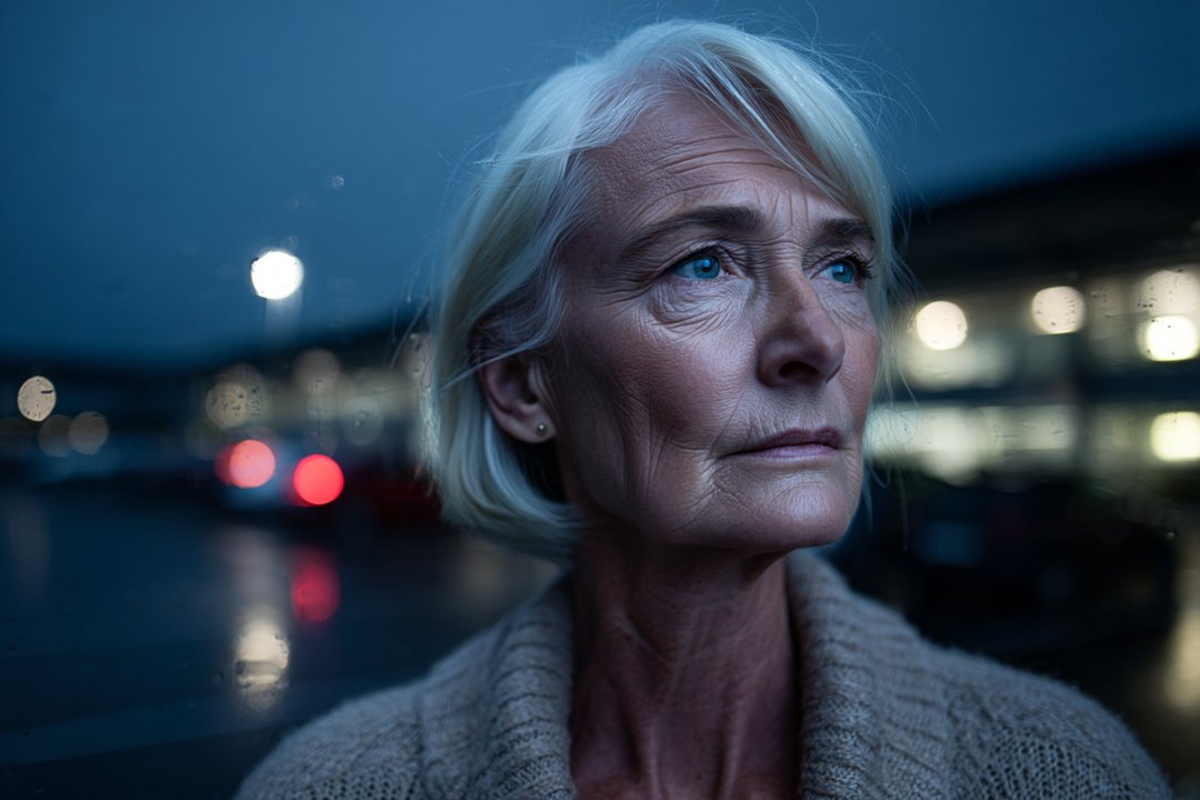 An older woman standing in a parking lot | Source: Midjourney