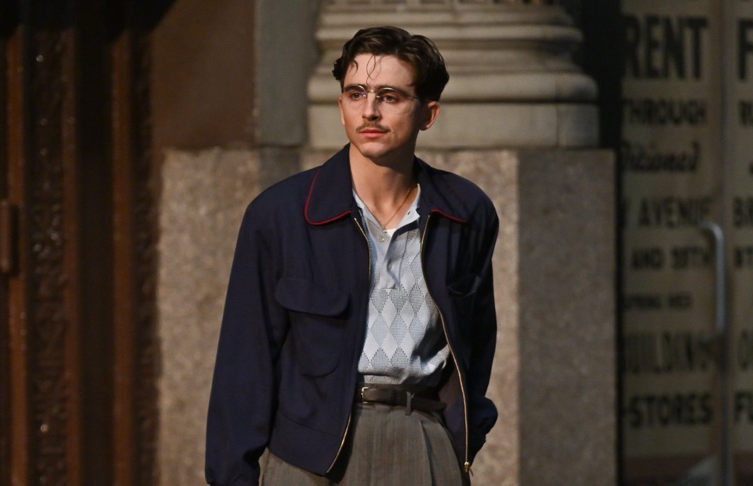 Timothée Chalamet was photographed on the set of 