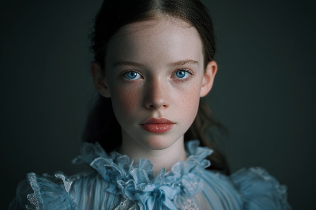 A girl in a blue dress | Source: Midjourney