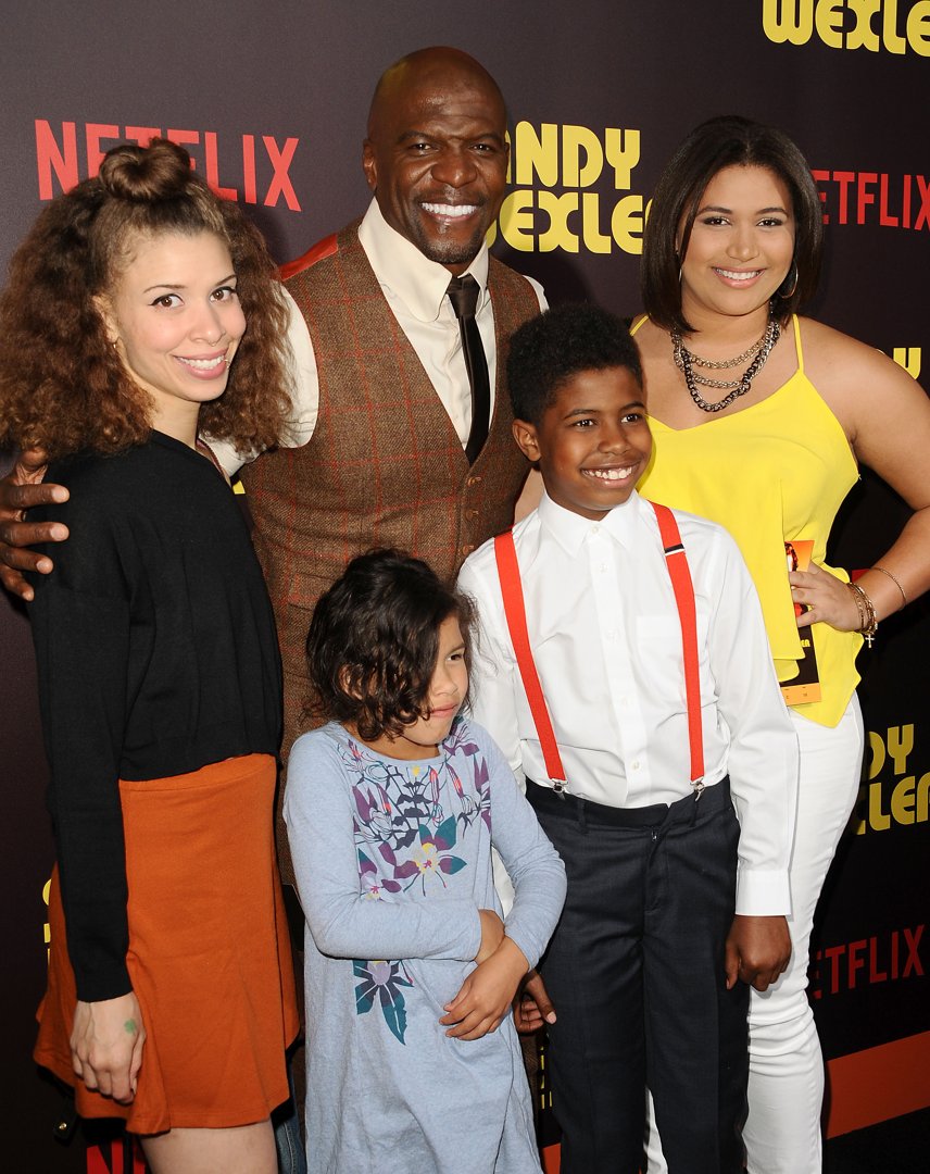 Terry Crews with his children Naomi, Isaiah, and Azriél, and his granddaughter Miley Crews, at the premiere of