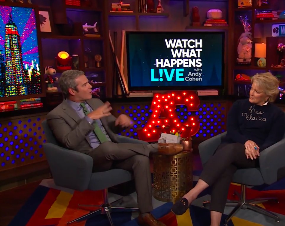 Candice Bergen telling Andy Cohen about her past date with Donald Trump during
