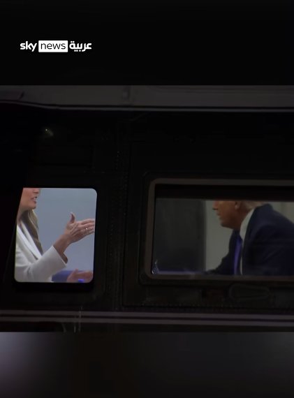 Melania and Donald Trump having a discussion aboard Marine One. | Source: TikTok/@skynewsarabia
