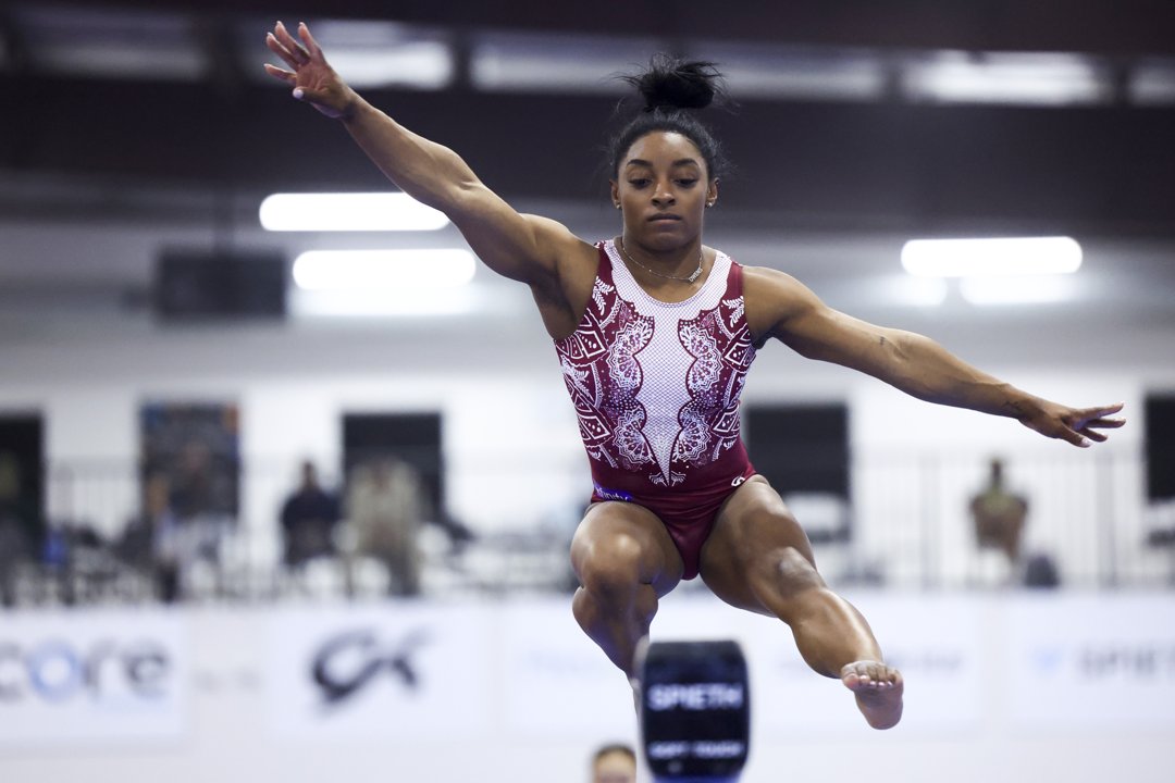 Simone Biles participates in a workout on February 5, 2024 | Source: Getty Images