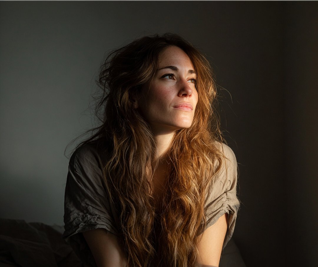 A woman sitting on a bed | Source: Midjourney