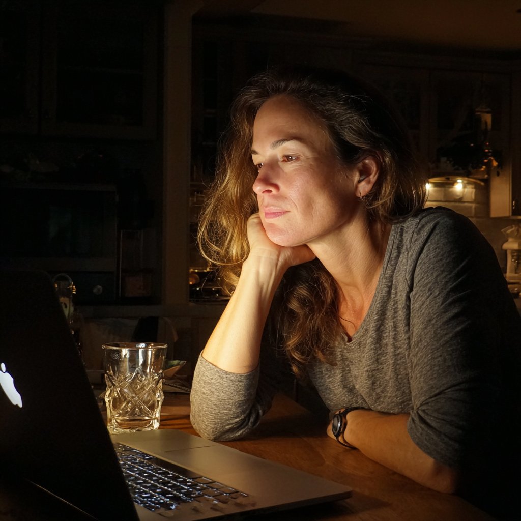 A woman working at night | Source: Midjourney