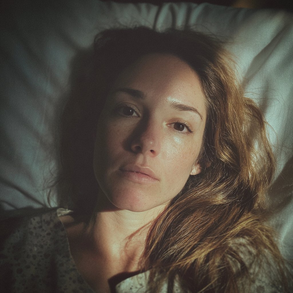 A woman lying in a hospital bed | Source: Midjourney