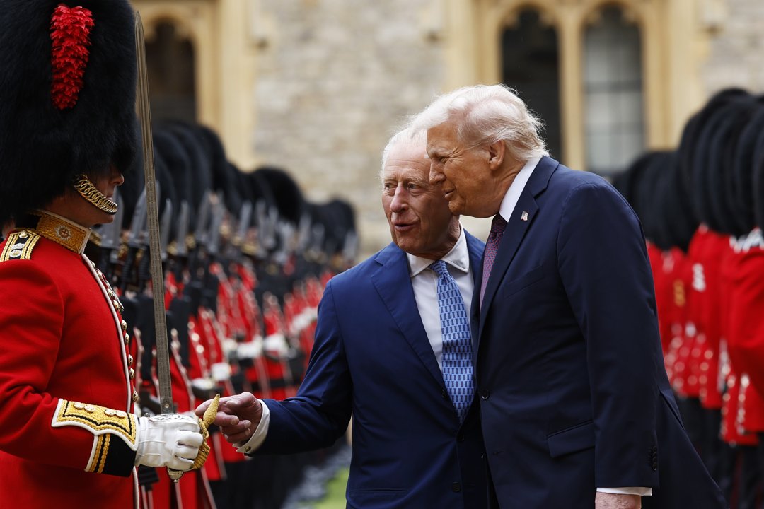 King Charles III and US President Donald Trump inspect the Guard of Honour at Windsor Castle on September 17, 2025, in Windsor, England | Source: Getty Images
