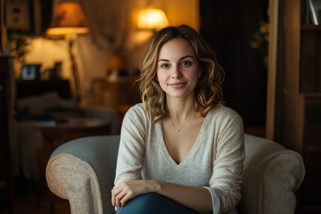 A woman sitting in an armchair | Source: Midjourney