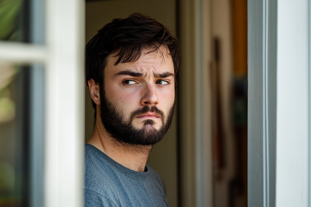 A man eavesdropping in a corridor | Source: Midjourney