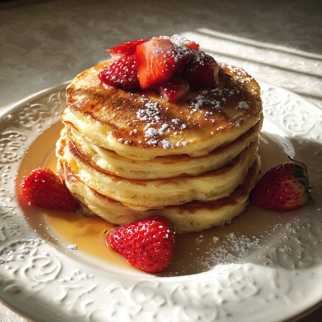 A stack of pancakes on a table | Source: Midjourney