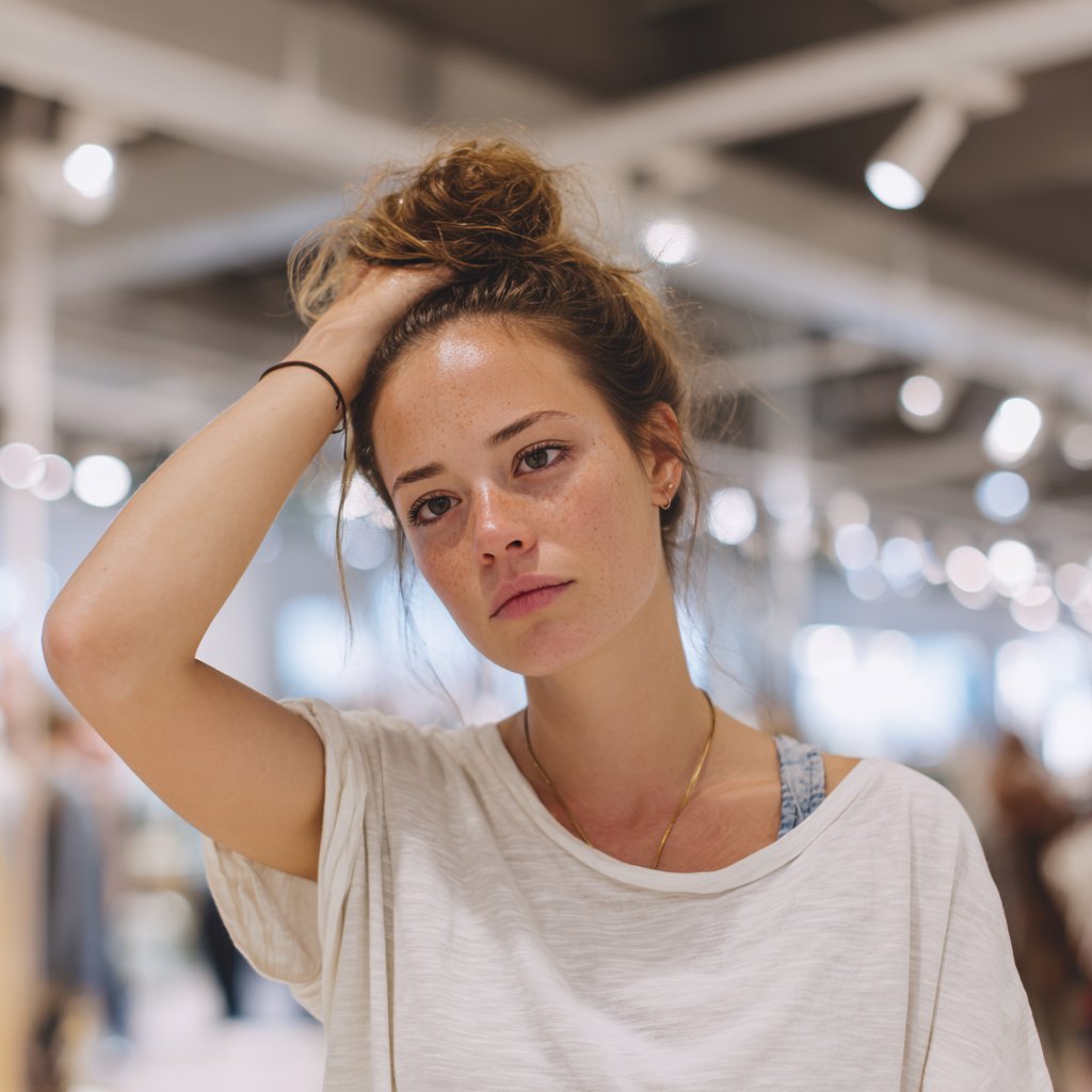 An upset woman standing with her hand on her head | Source: Midjourney