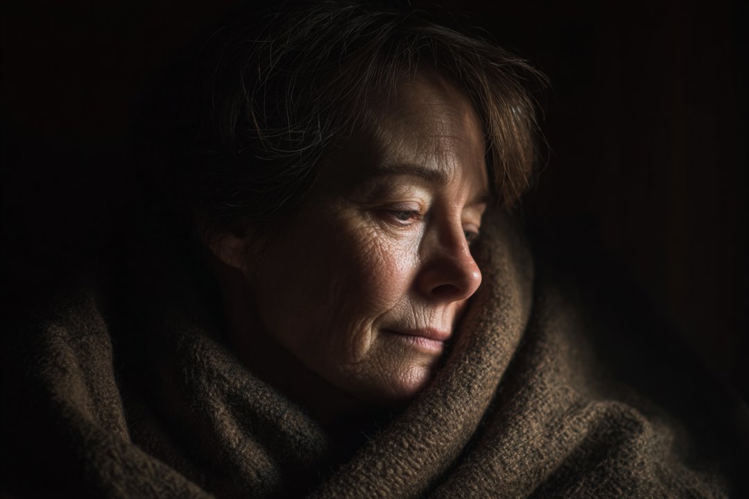 A woman wrapped in a blanket | Source: Midjourney