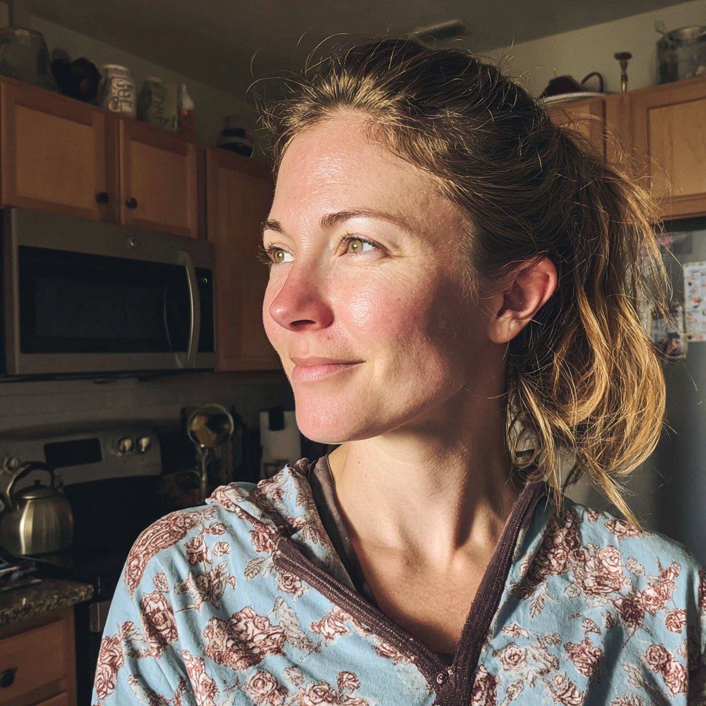 A smiling woman standing in a kitchen | Source: Midjourney