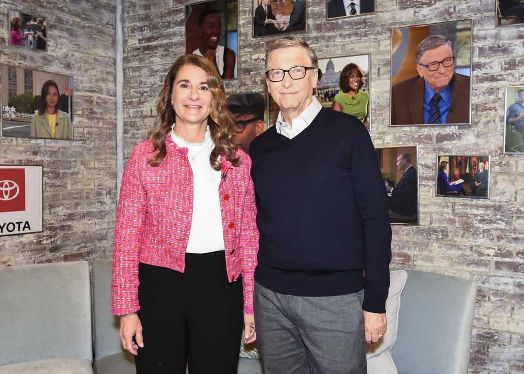 Melinda and Bill Gates pictured in the CBS Toyota Greenroom on February 12, 2019 | Source: Getty Images