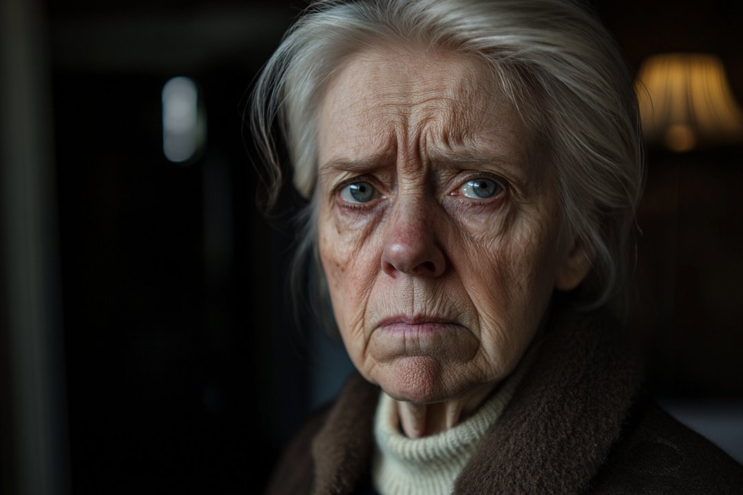 An emotional elderly woman | Source: Midjourney