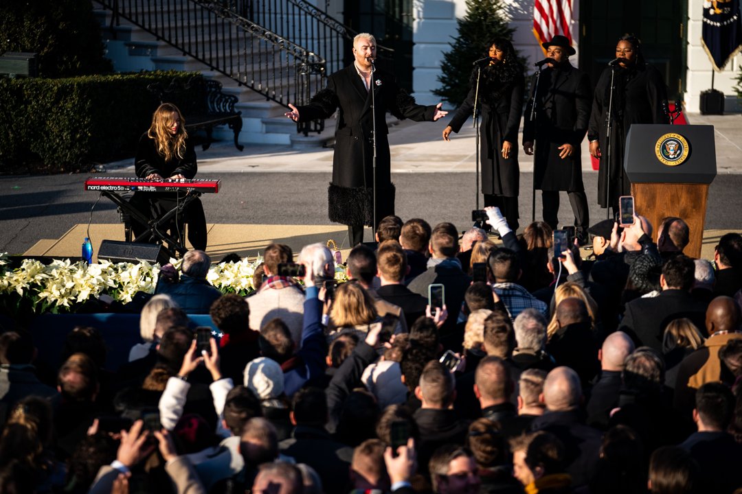 Sam Smith performs on the South Lawn of the White House before Joe Biden signs H.R. 8404, The Respect for Marriage Act into law on December 13, 2022 | Source: Getty Images