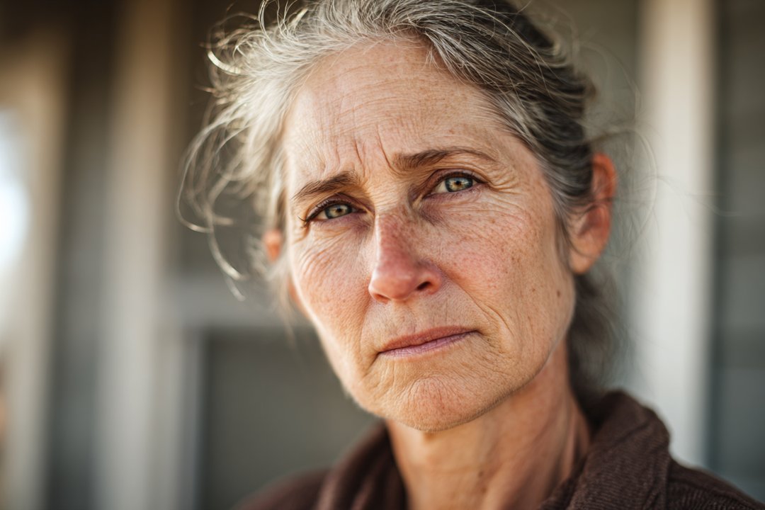 An older woman looking straight ahead | Source: Midjourney