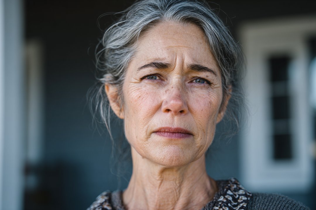 An older woman standing outside her house | Source: Midjourney