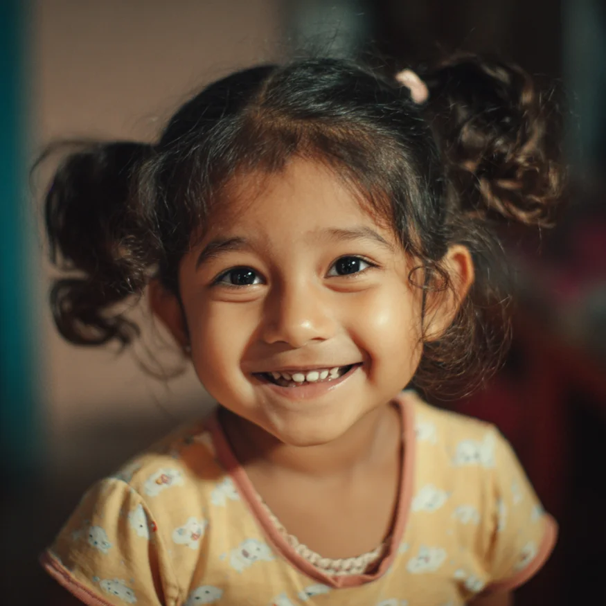 A little girl smiling | Source: Midjourney