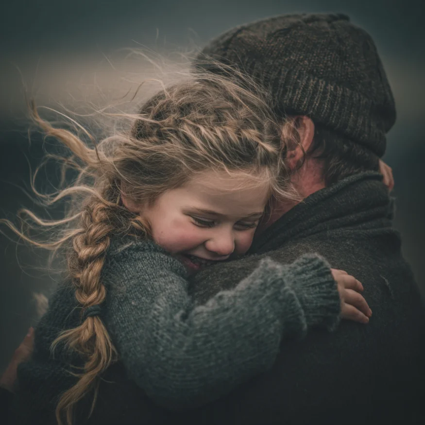 A little girl hugging a man | Source: Midjourney