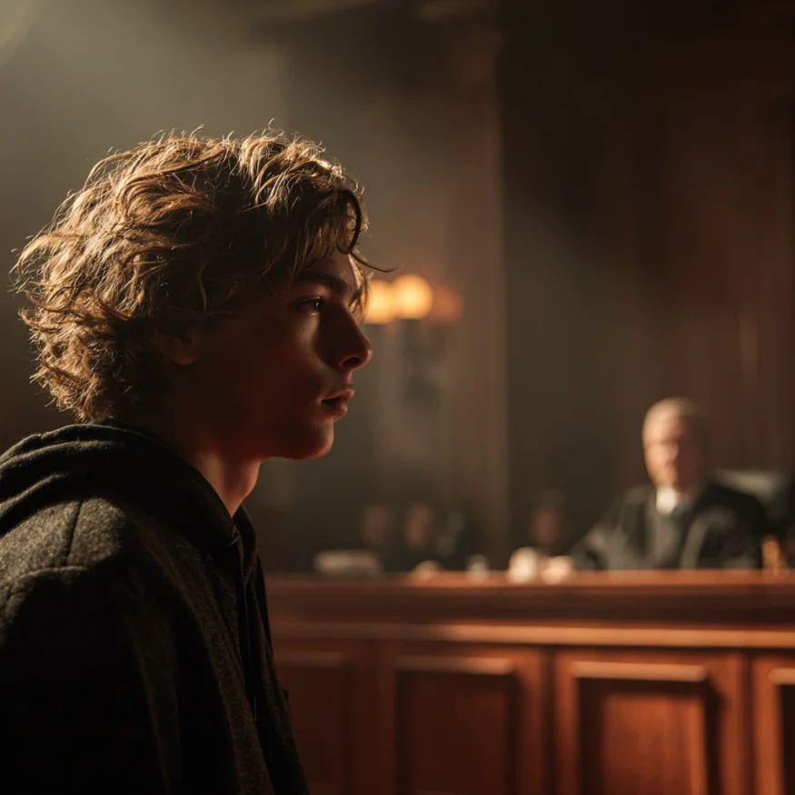 A teenage boy in court | Source: Midjourney
