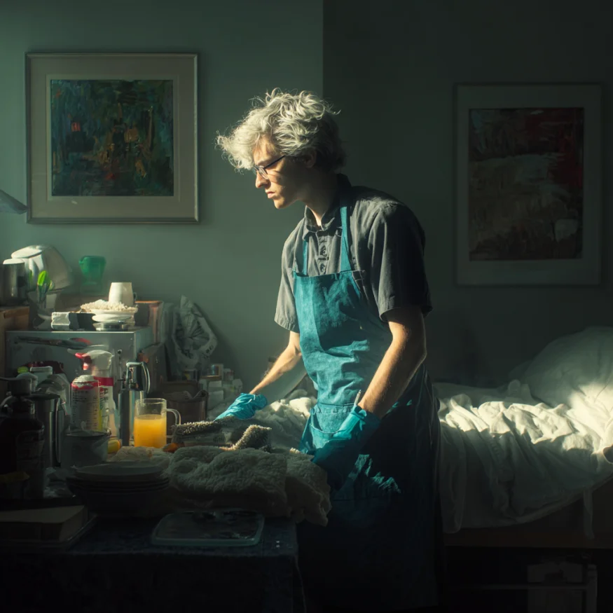 A young man working in a nursing home | Source: Midjourney