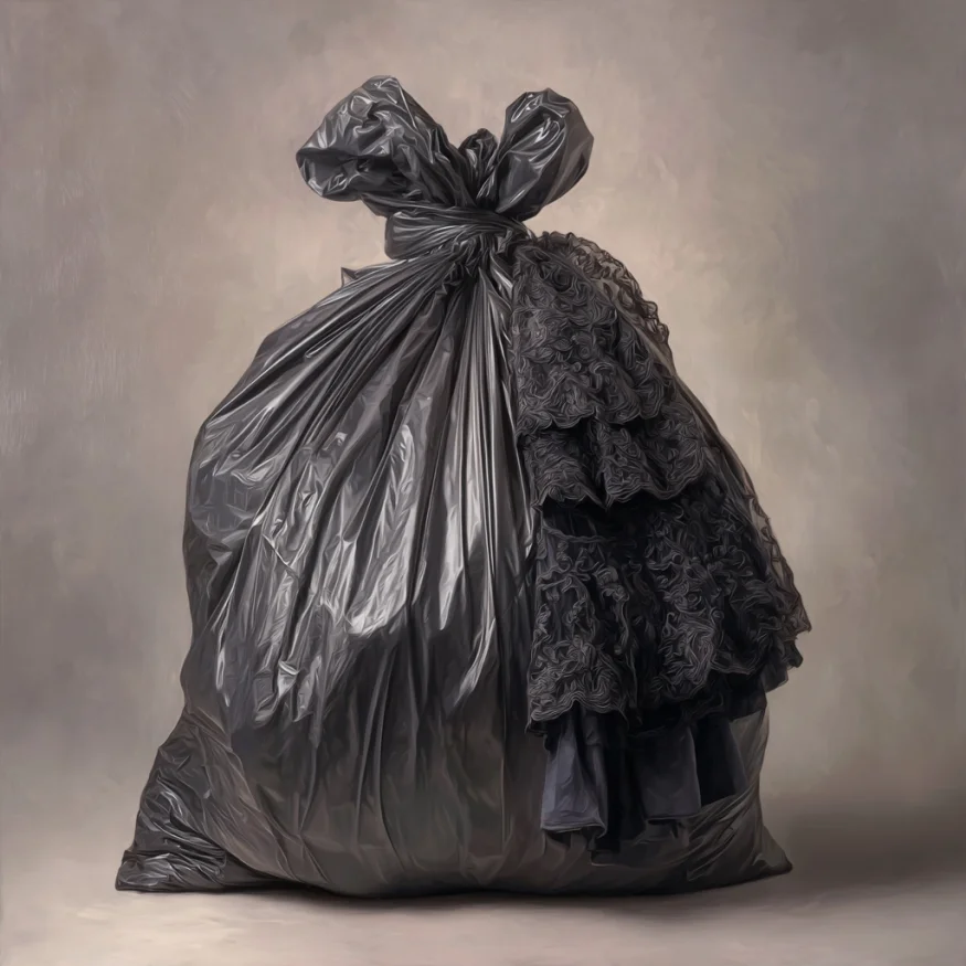 A filled trash bag | Source: Midjourney