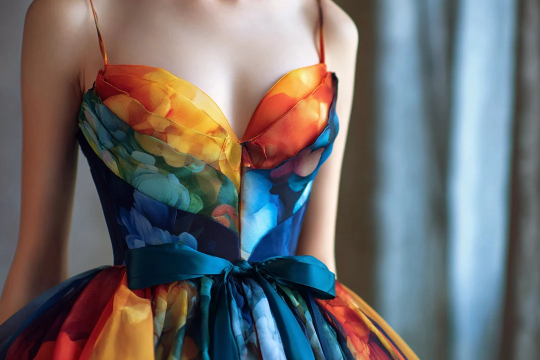 Close-up shot of a young woman in a prom dress | Source: Midjourney